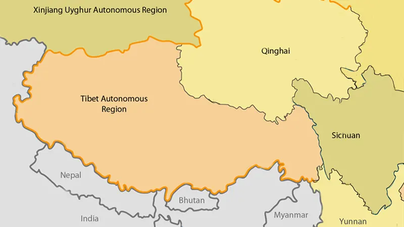 Tibet Location on a Map